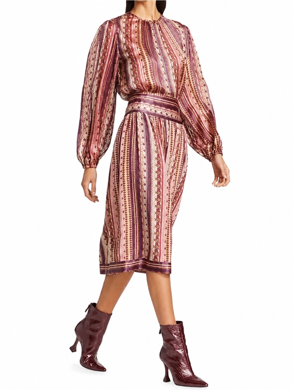 Tory Burch | Rare 100% Silk Burnout Pleated Midi Skirt ~ MSRP $498 US 2